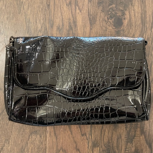 Black Patent Leather Clutch Purse - Picture 1 of 2